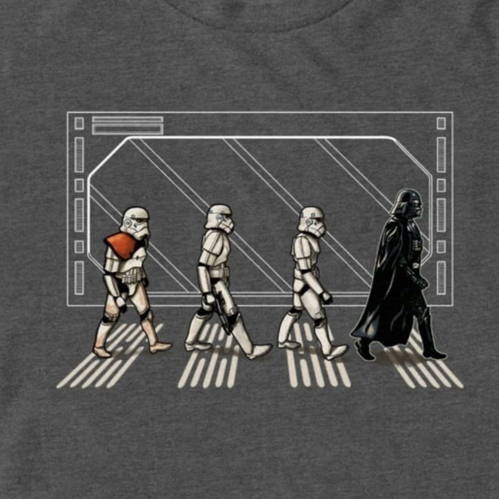 Star Wars Beatles Abby Road Parody Graphic T-Shirt, Gray, Large, Unisex - Picture 2 of 4